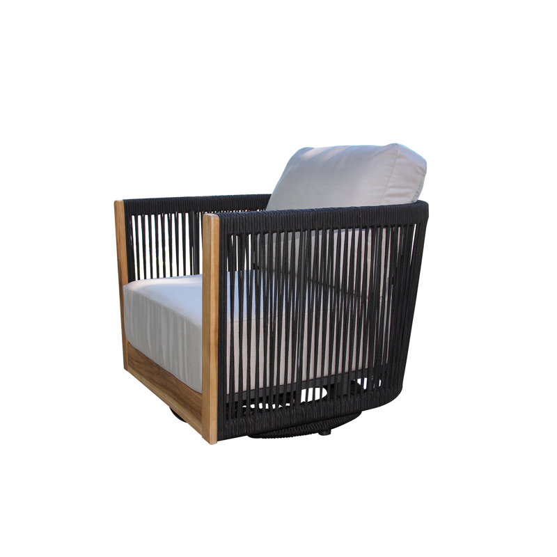 Joss & Main Aniston Teak Swivel Patio Chair with Sunbrella Cushions